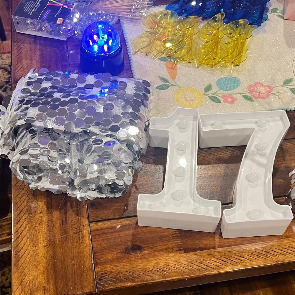 Silver Disco Ball Party Set birthday all items like new